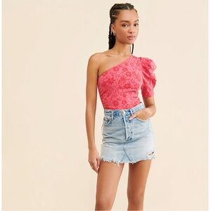 Free People Somethin Bout You Bodysuit in Hot Pink Combo - NWT